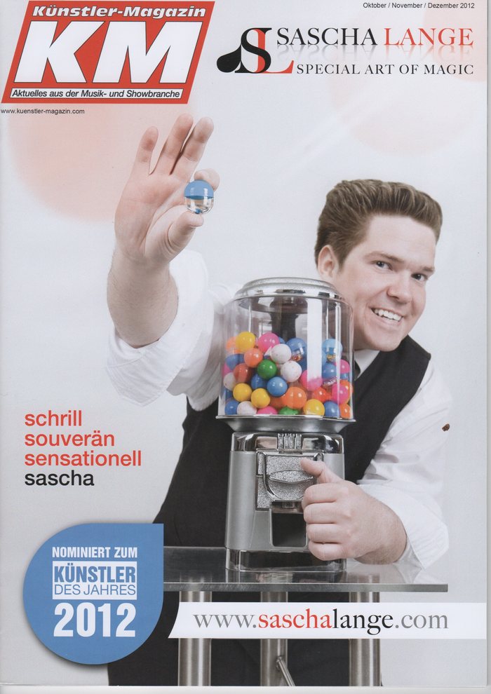 Titelblatt des Künstler-Magazins, Ausgabe Oktober bis Dezember 2012, mit Sascha Lange und der Nominierung zum Künstler des Jahres