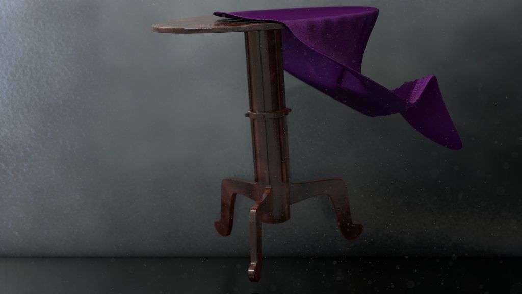 Zaubertisch mit violettem Tuch – Requisite aus der Bühnenshow
